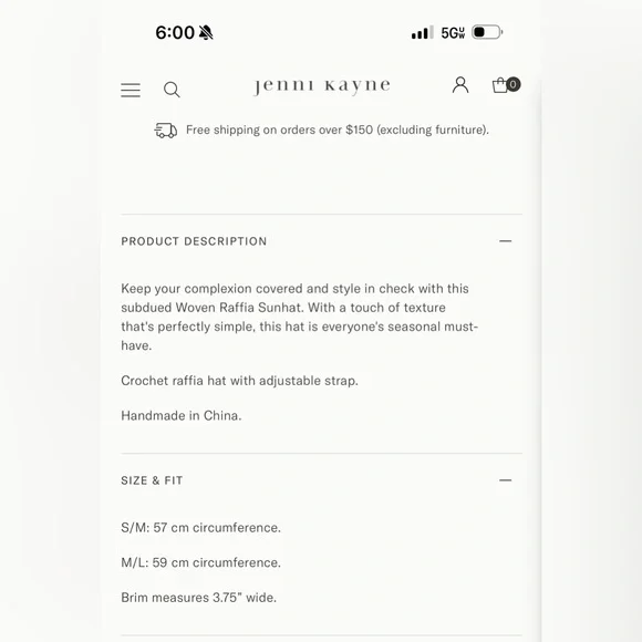 NEW Jenni Kayne $195 Woven Crochet Raffia Sun Hat Natural Size Small/ Medium - Picture 15 of 15